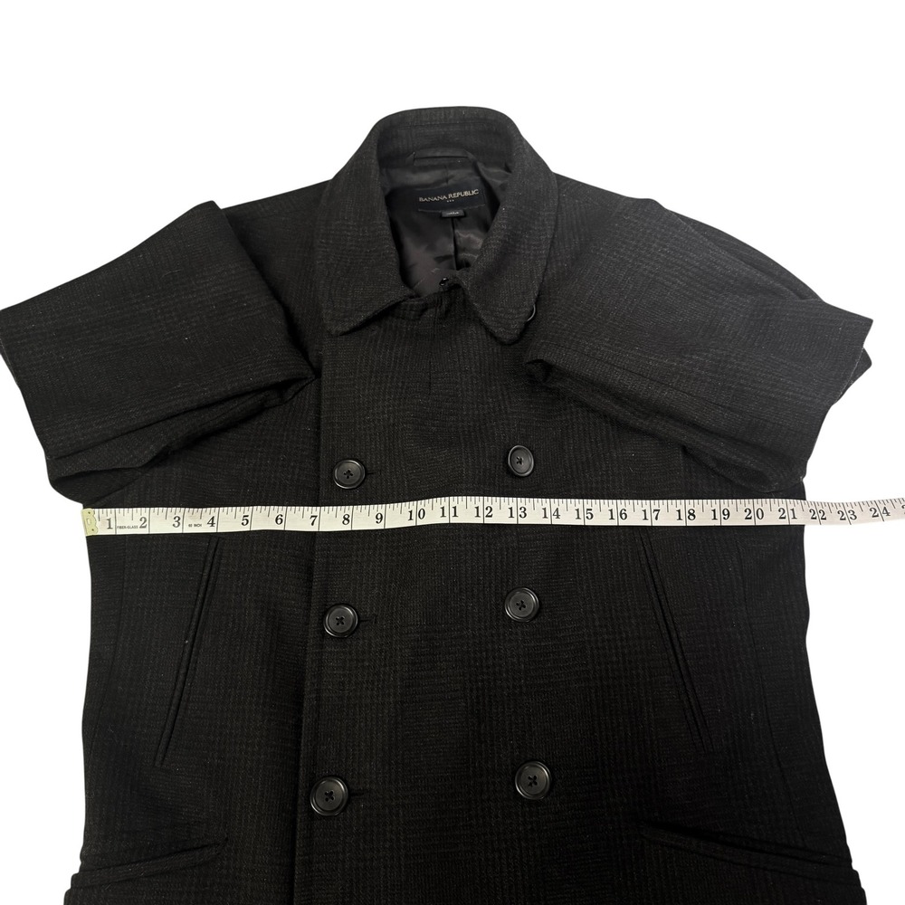 Banana Republic Plaid Wool Blend Trench Coat Double Breasted Classic M - Picture 10 of 11